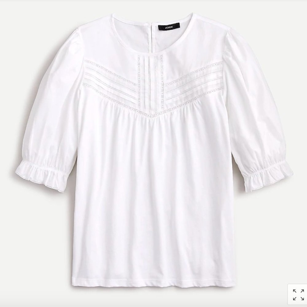 J.Crew Puffed-sleeve woven lace top